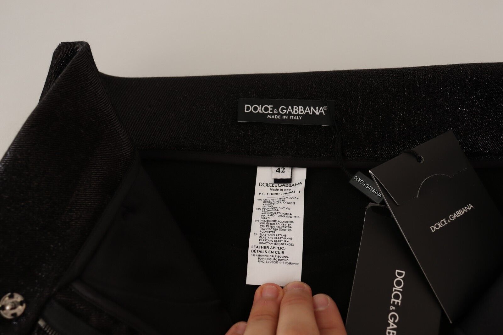 Dolce & Gabbana Black Silver Lurex Thread Cotton Stretch Pants by Dolce & Gabbana