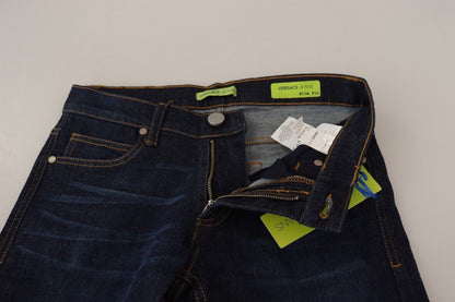 Versace Jeans Dark Blue Cotton Low Waist Skinny Denim Jeans by Versace Jeans