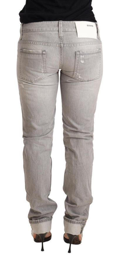 Jean slim Eight Chic gris délavé en lambeaux