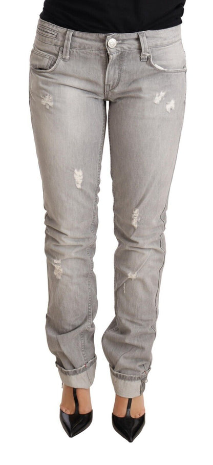 Jean slim Eight Chic gris délavé en lambeaux