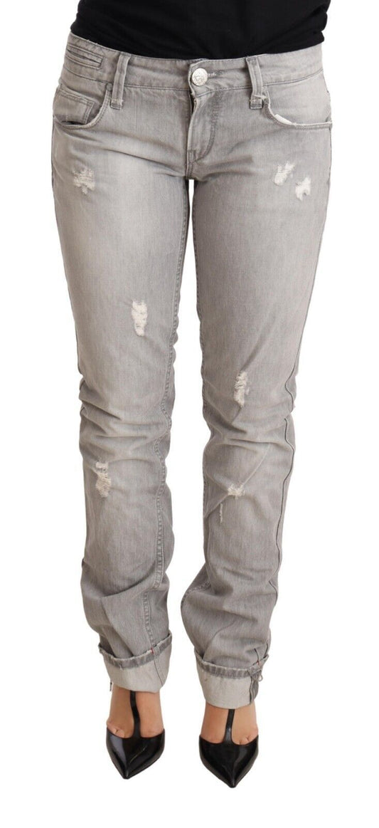 Jean slim Eight Chic gris délavé en lambeaux