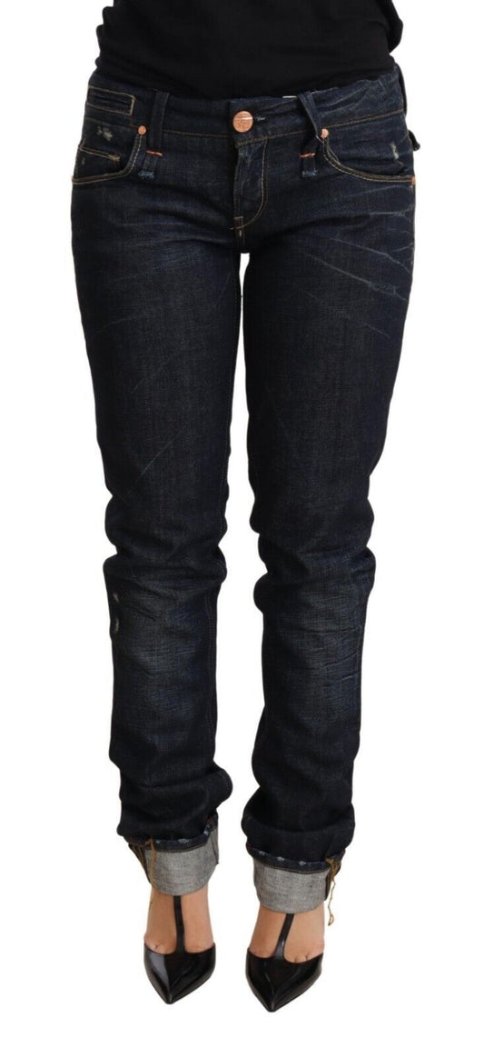 Huit jeans skinny taille basse bleu foncé élégants