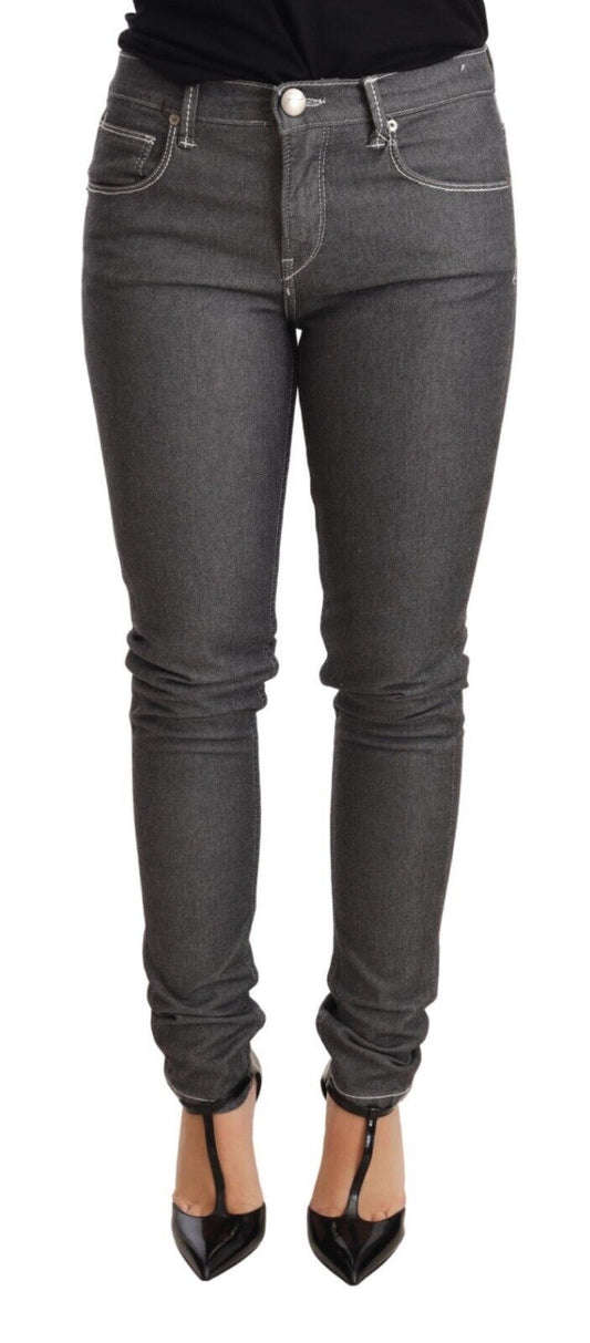 Huit jeans skinny gris élégants taille moyenne
