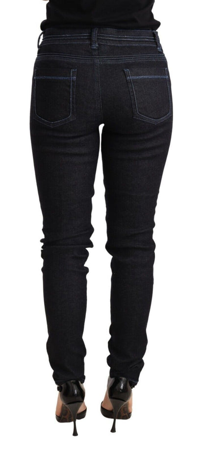 Eight Blue Cotton Low Waist Slim Fit Denim Women Trouser Jeans