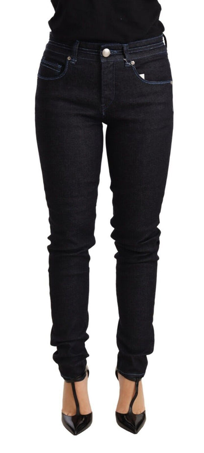 Eight Blue Cotton Low Waist Slim Fit Denim Women Trouser Jeans