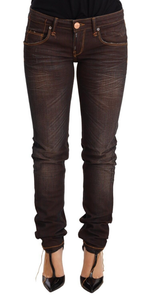 Jean skinny marron taille basse Eight Chic