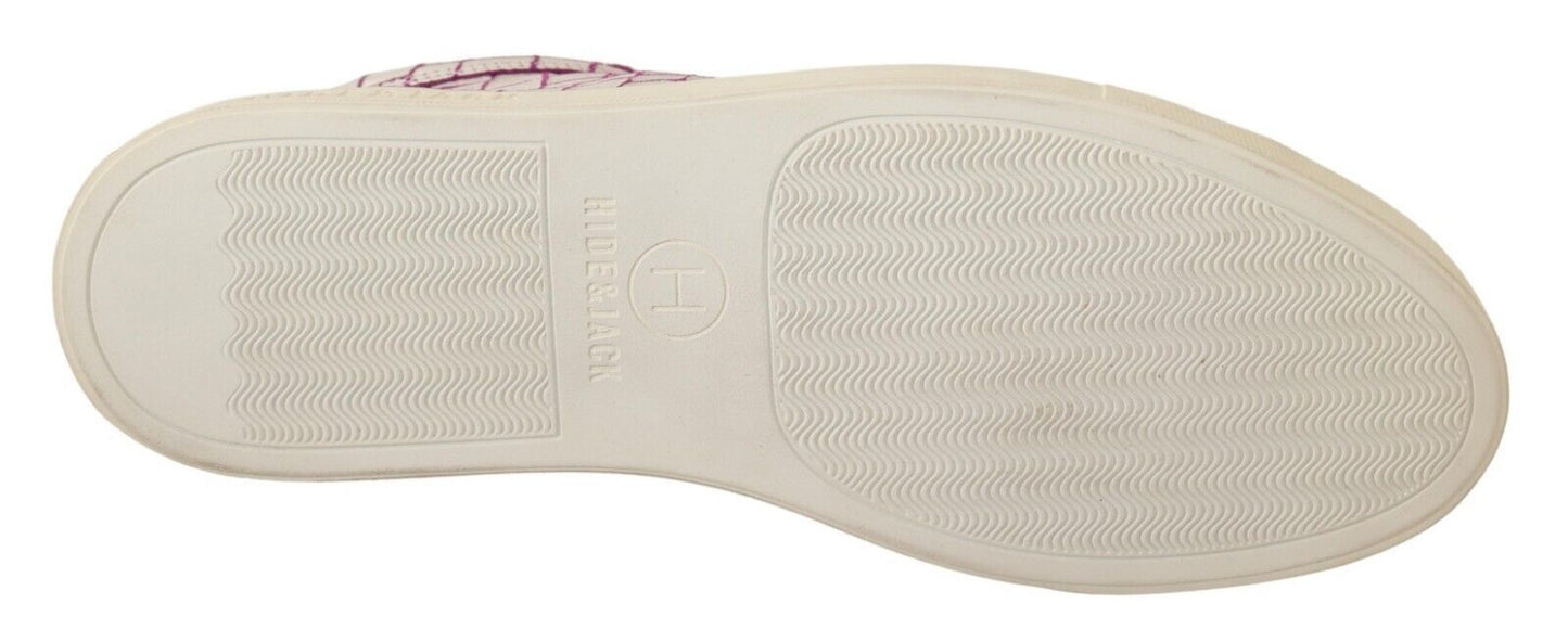 Baskets mi-hautes en cuir blanc et bordeaux HIDE &amp; JACK Chic