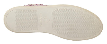 Baskets mi-hautes en cuir blanc et bordeaux HIDE &amp; JACK Chic