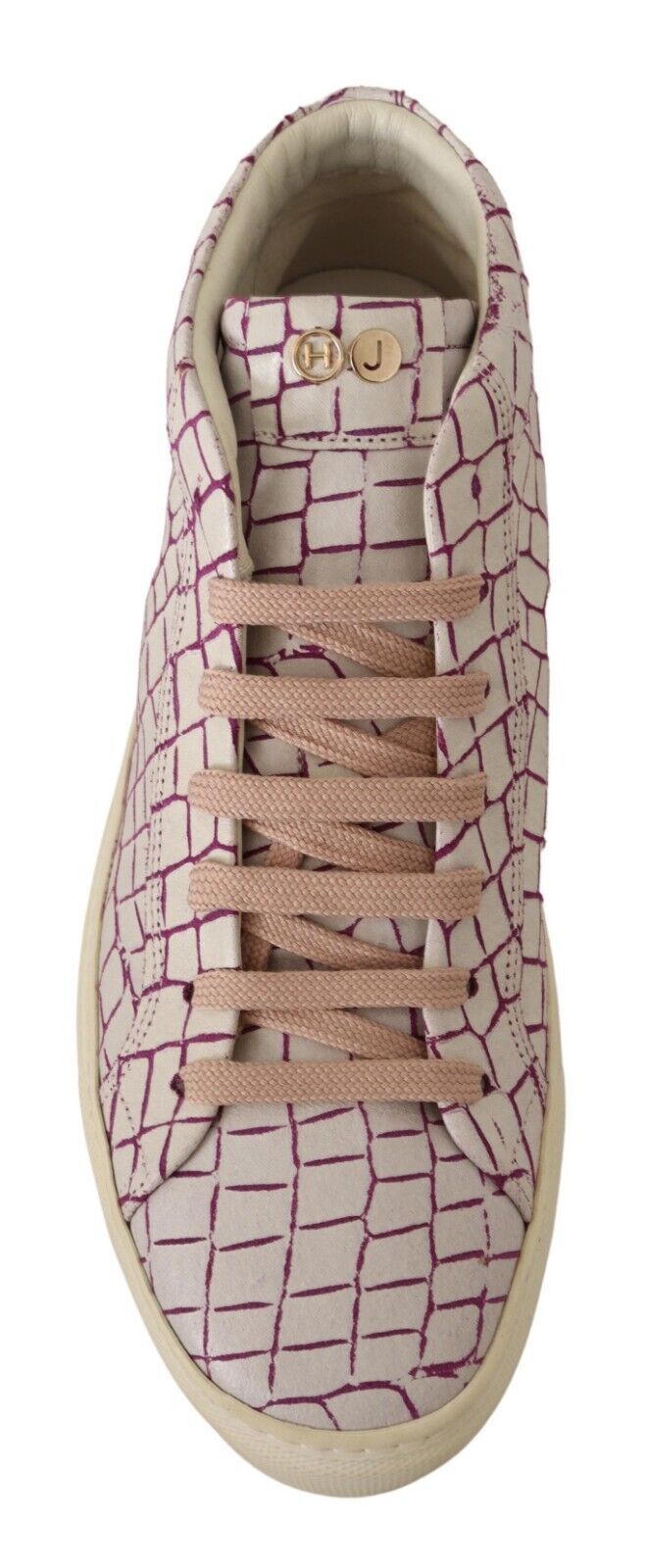 Baskets mi-hautes en cuir blanc et bordeaux HIDE &amp; JACK Chic