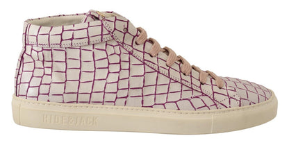Baskets mi-hautes en cuir blanc et bordeaux HIDE &amp; JACK Chic