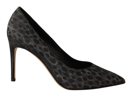 Escarpins élégants Sofia en cuir noir à imprimé léopard