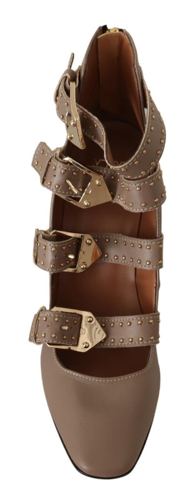 MY TWIN - Escarpins élégants en cuir à boucles multiples marron