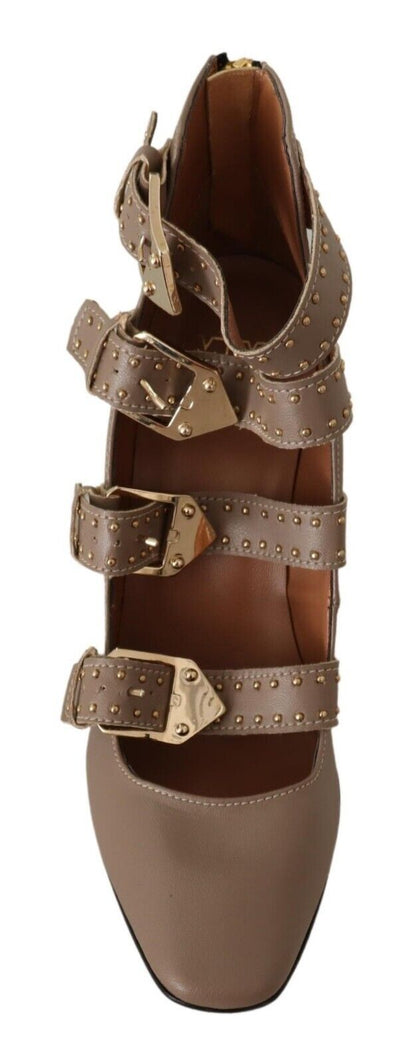 MY TWIN - Escarpins élégants en cuir à boucles multiples marron