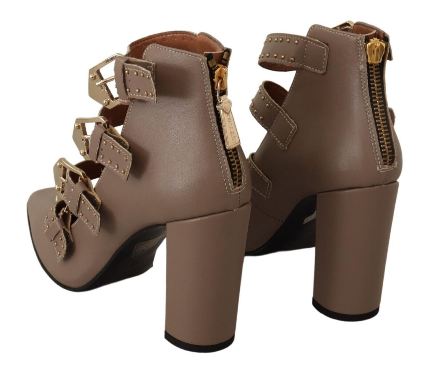 MY TWIN - Escarpins élégants en cuir à boucles multiples marron