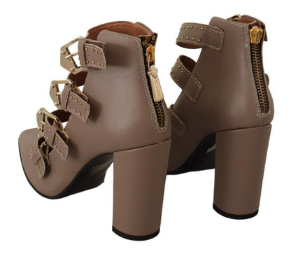 MY TWIN - Escarpins élégants en cuir à boucles multiples marron
