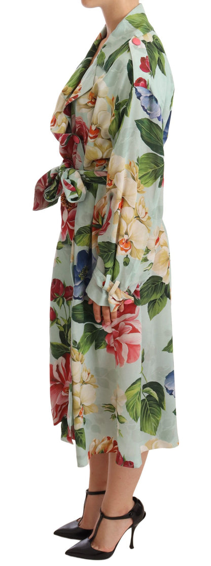 Trench-coat élégant en soie à fleurs Dolce &amp; Gabbana