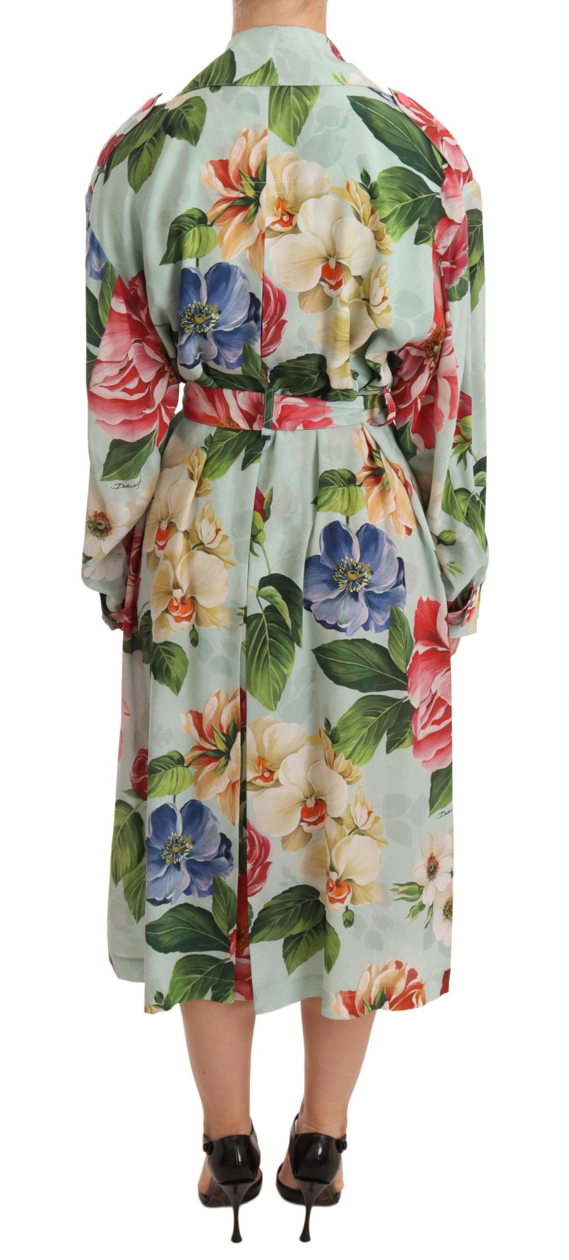 Trench-coat élégant en soie à fleurs Dolce &amp; Gabbana