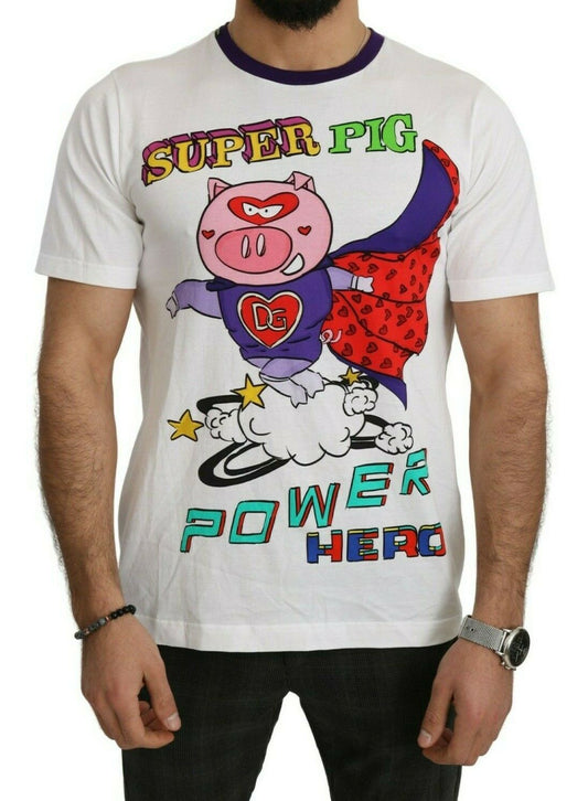 T-shirt Dolce &amp; Gabbana Chic en coton blanc à motif cochon