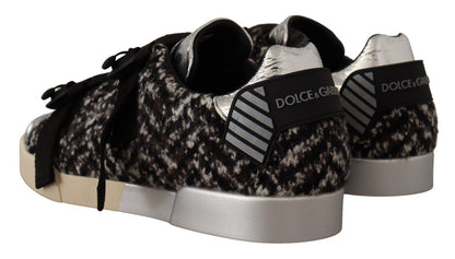 Baskets en cuir argentées Dolce &amp; Gabbana