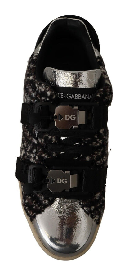 Baskets en cuir argentées Dolce &amp; Gabbana