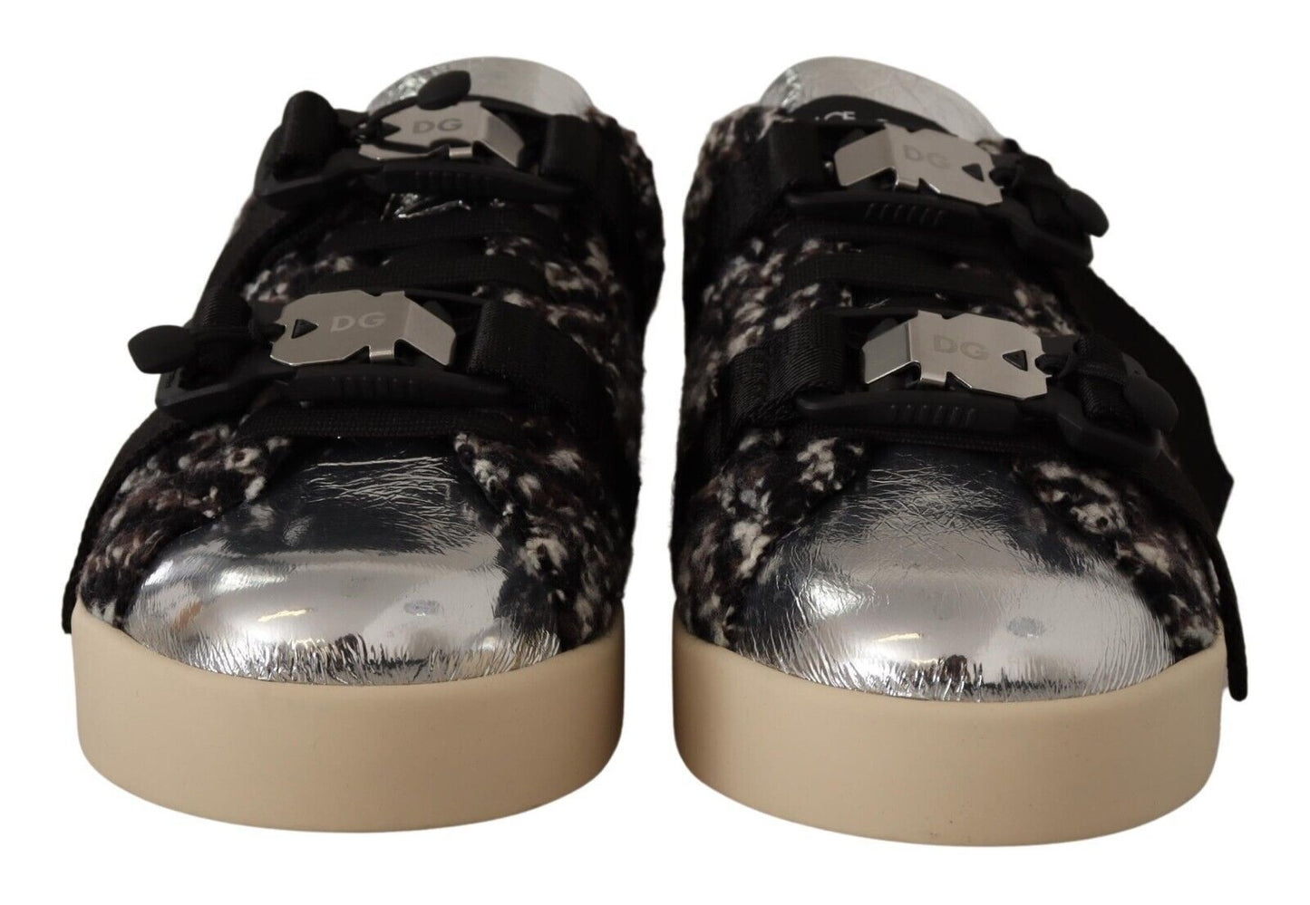Baskets en cuir argentées Dolce &amp; Gabbana