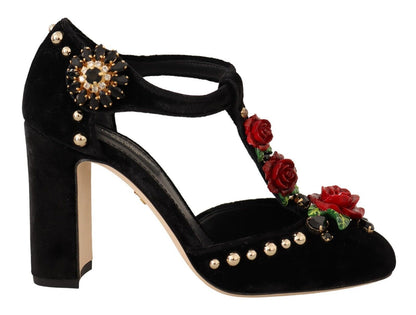 Escarpins Mary Jane élégants en velours à brides en T Dolce &amp; Gabbana