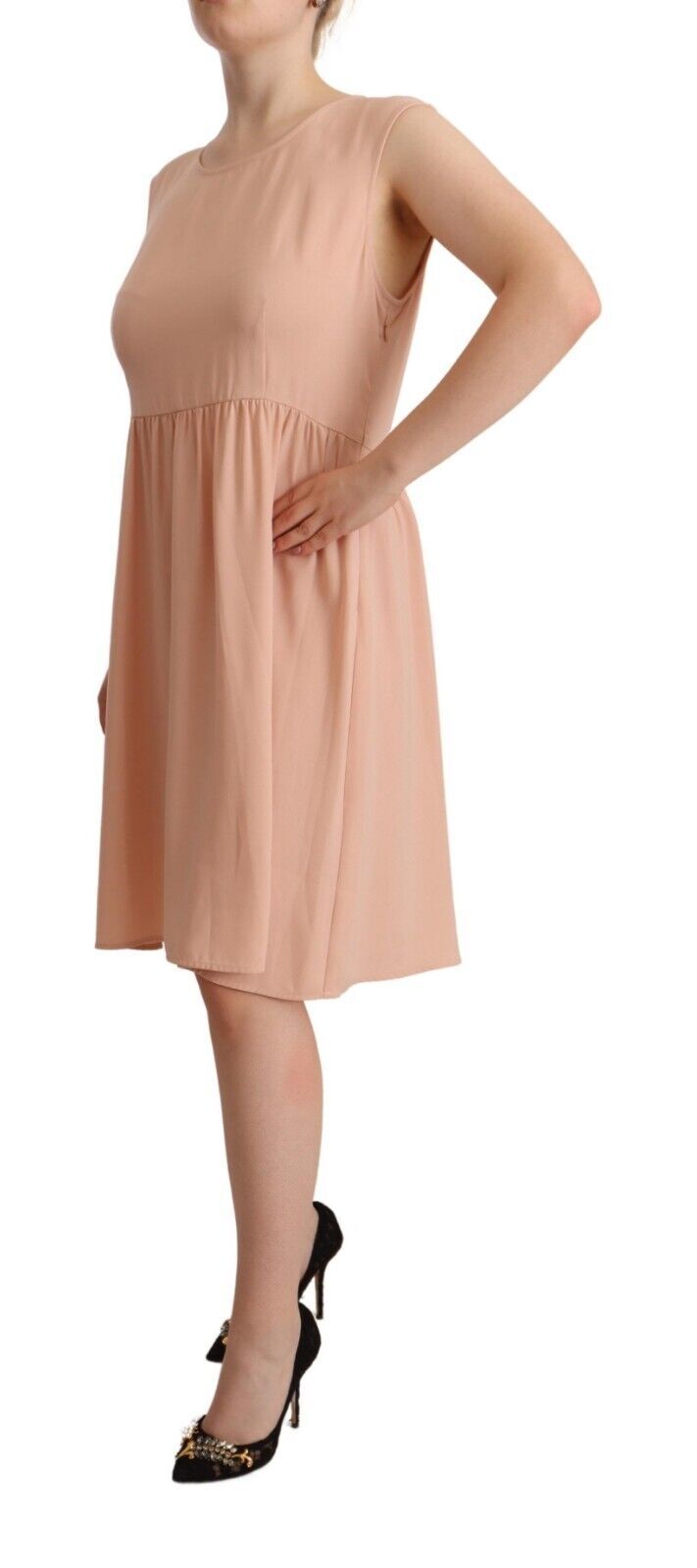 Twinset Beige Polyester Sleeveless Shift Knee Length Dress by Twinset
