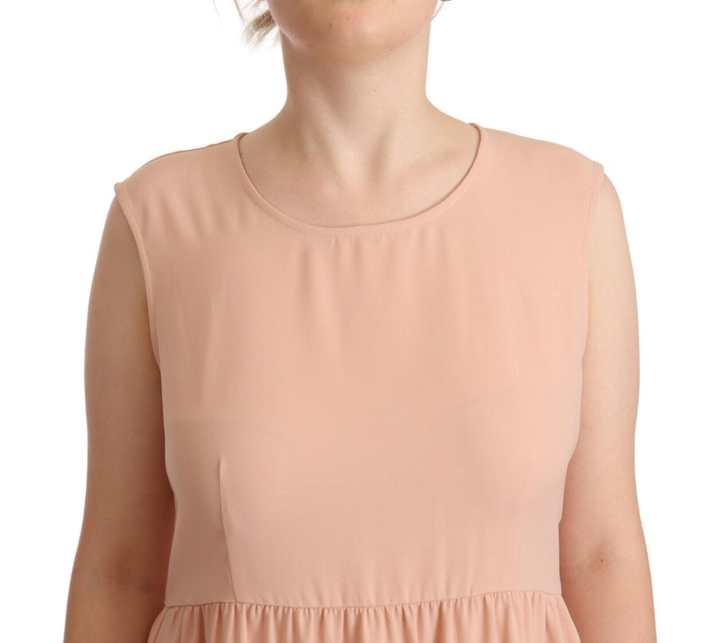 Twinset Beige Polyester Sleeveless Shift Knee Length Dress by Twinset