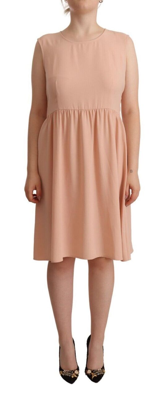 Twinset Beige Polyester Sleeveless Shift Knee Length Dress by Twinset