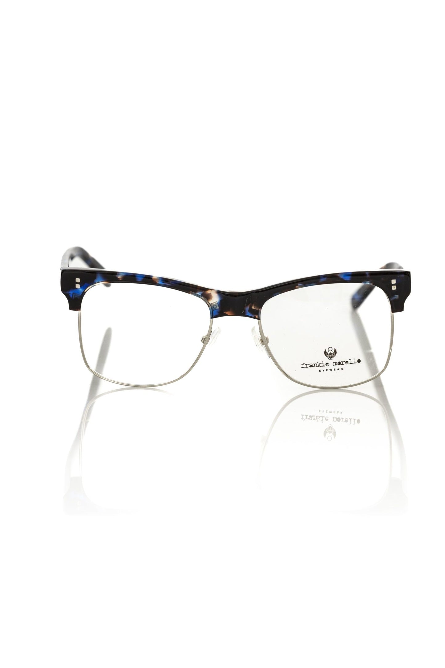 Frankie Morello Clubmaster Metal Eyeglasses – Blue Metallic