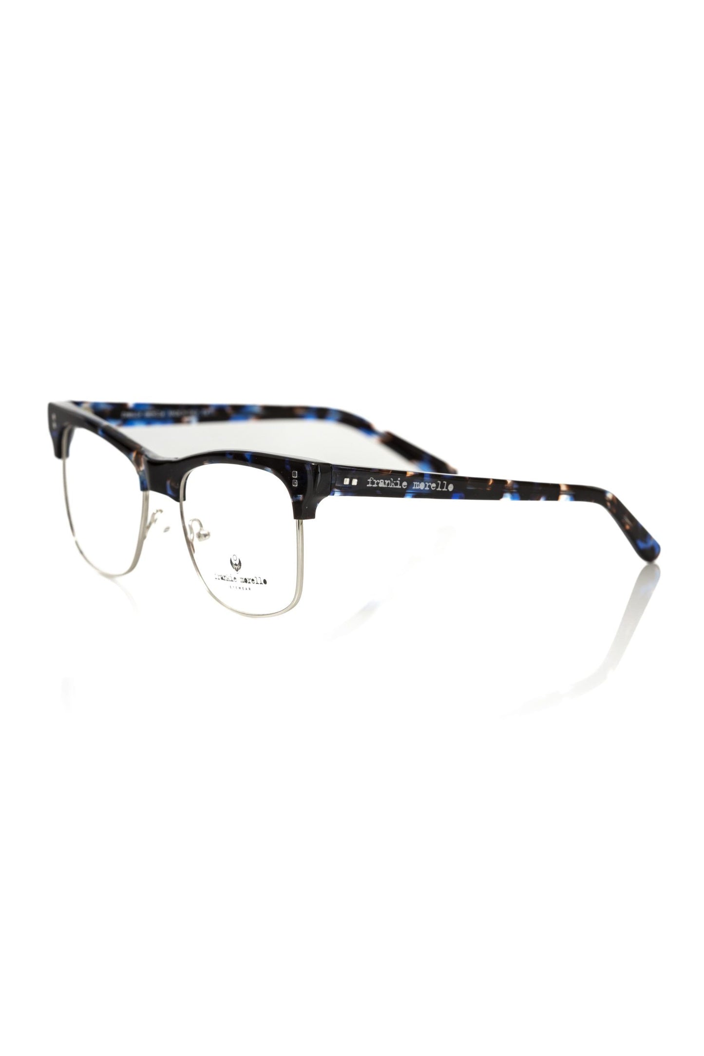 Frankie Morello Clubmaster Metal Eyeglasses – Blue Metallic