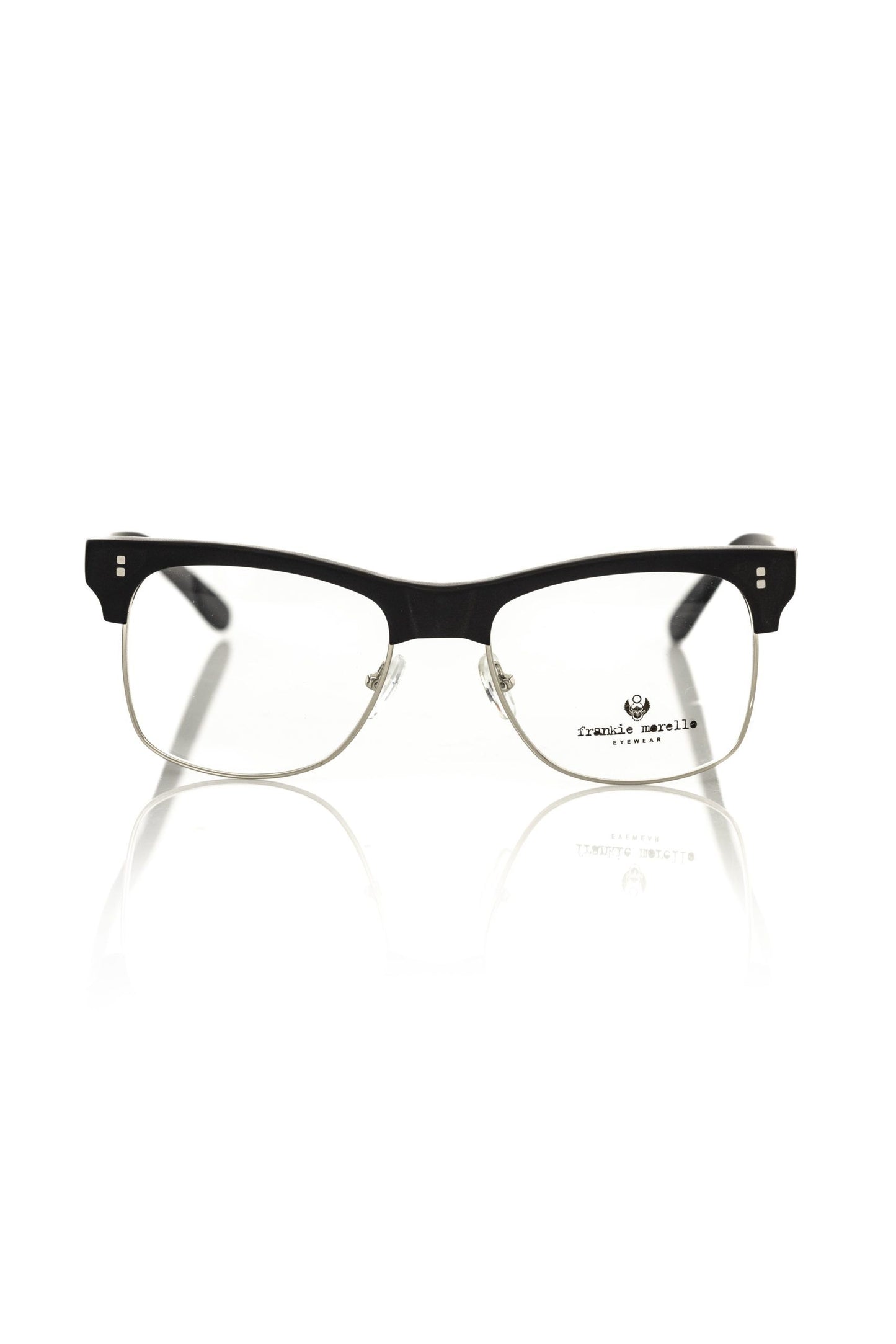 Frankie Morello Clubmaster Eyeglasses Black Metallic Acetate