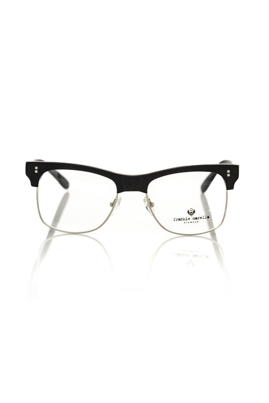Frankie Morello Clubmaster Eyeglasses Black Metallic Acetate