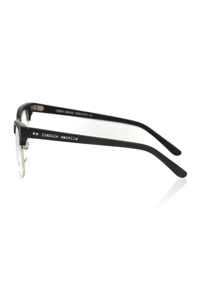 Frankie Morello Clubmaster Eyeglasses Black Metallic Acetate