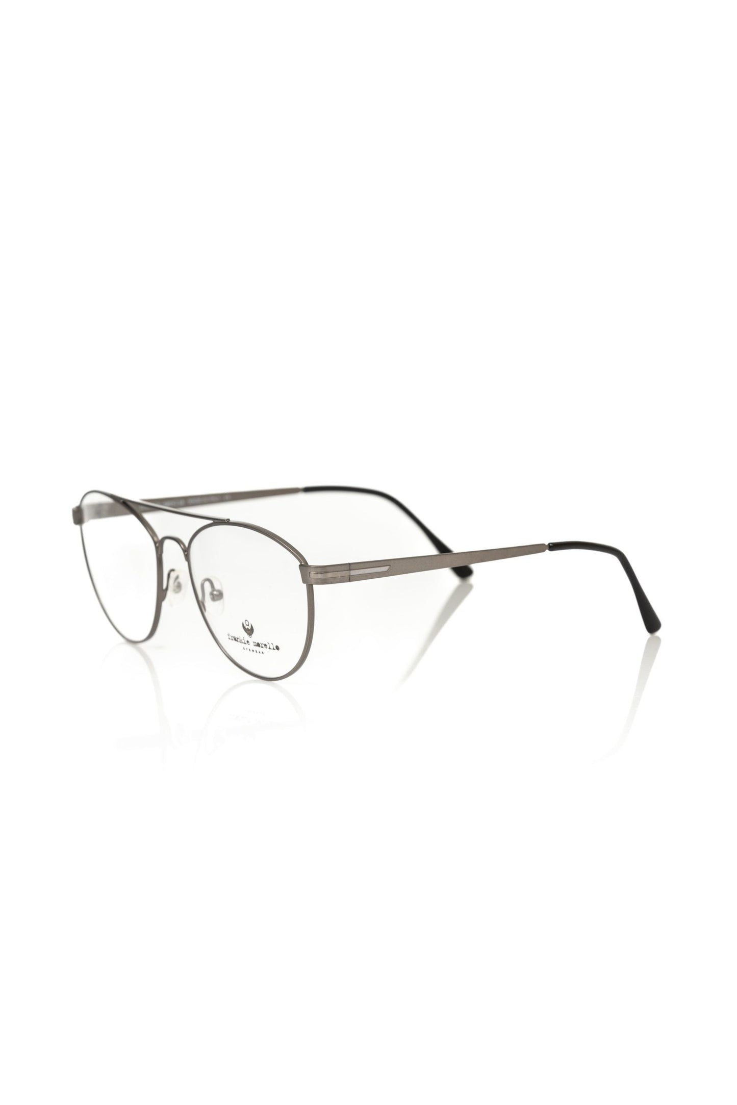 Frankie Morello Aviator Eyeglasses Gray Metallic Frame