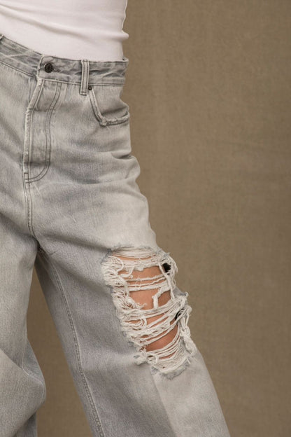 Don The Fuller Elegance in Denim: Chic Grey Cotton Jeans by Don The Fuller