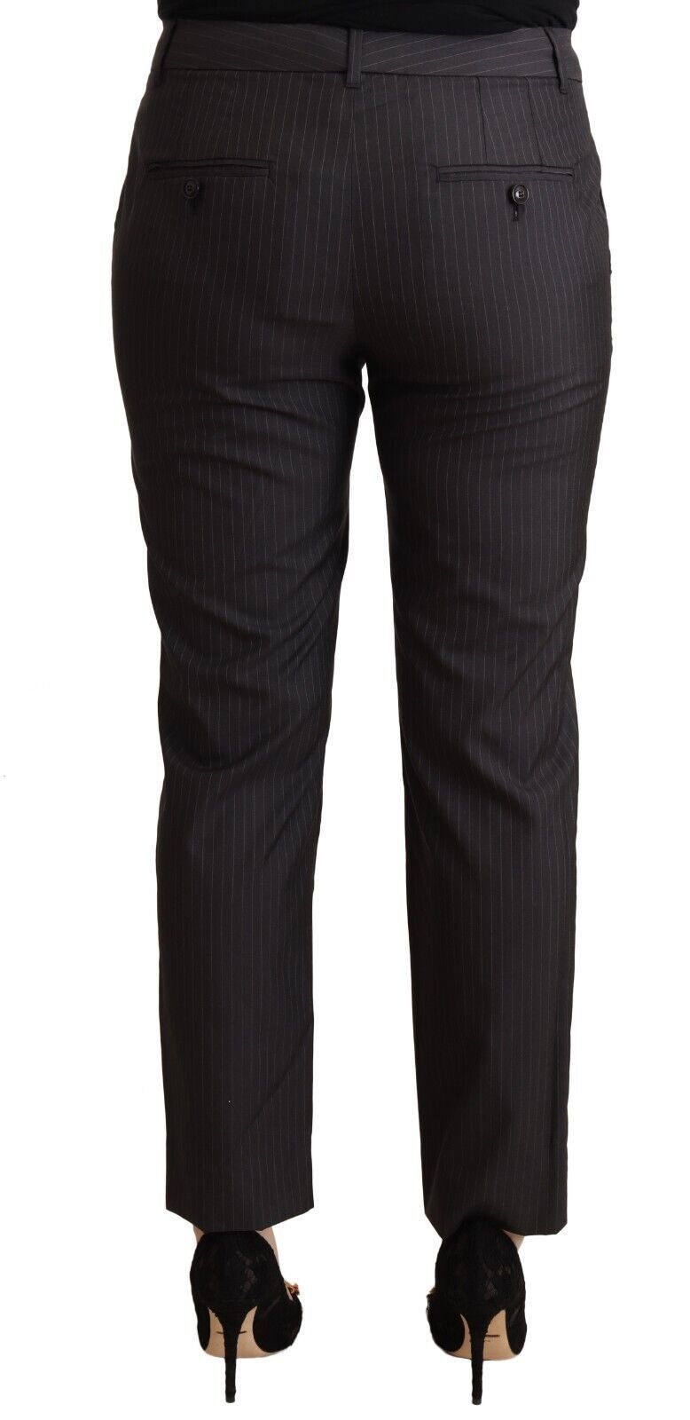 Dolce & Gabbana Black Striped Wool Tapered Trouser Pants by Dolce & Gabbana