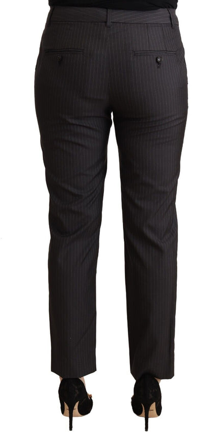 Dolce & Gabbana Black Striped Wool Tapered Trouser Pants by Dolce & Gabbana