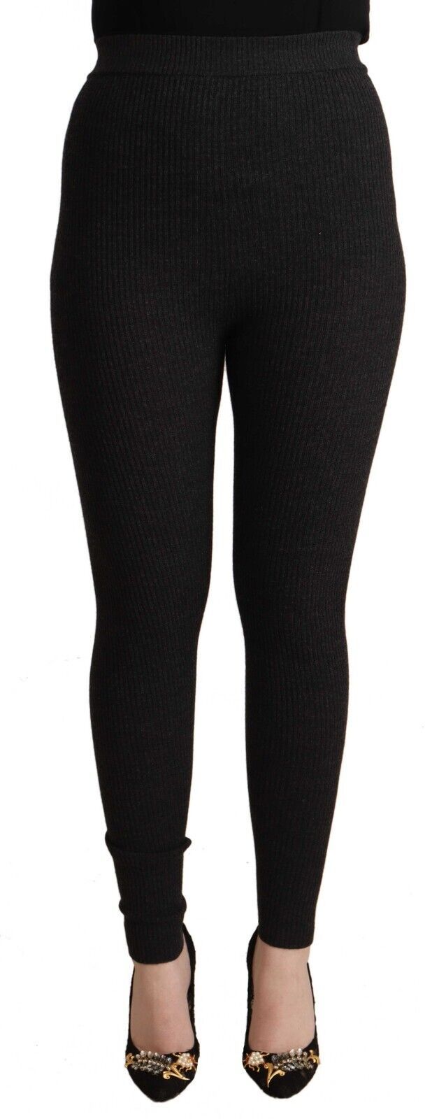 Dolce & Gabbana Black Virgin Wool Stretch Waist Tights Pants by Dolce & Gabbana