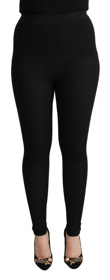 Dolce & Gabbana Black Cashmere Stretch Waist Tights Pants by Dolce & Gabbana