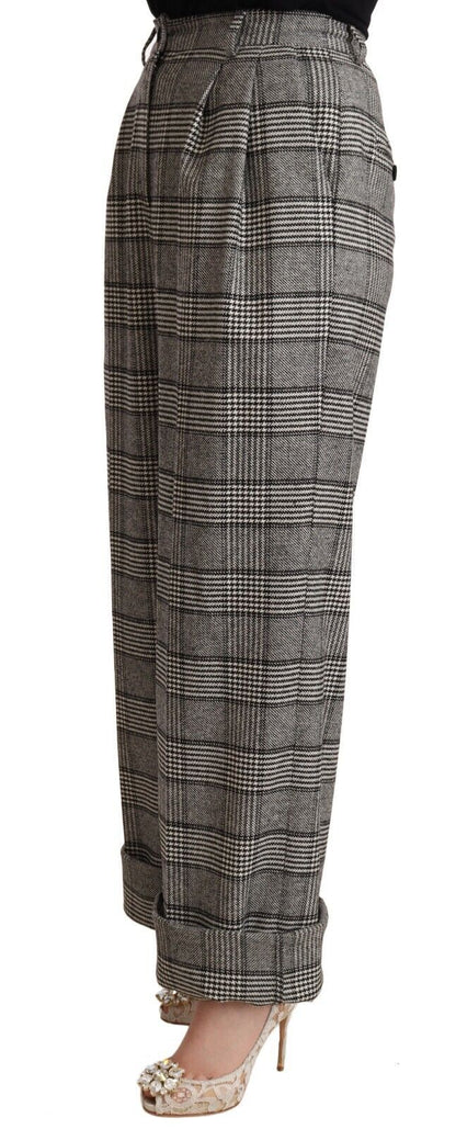 Dolce & Gabbana Gray Tartan Straight Trouser Wool Pants by Dolce & Gabbana