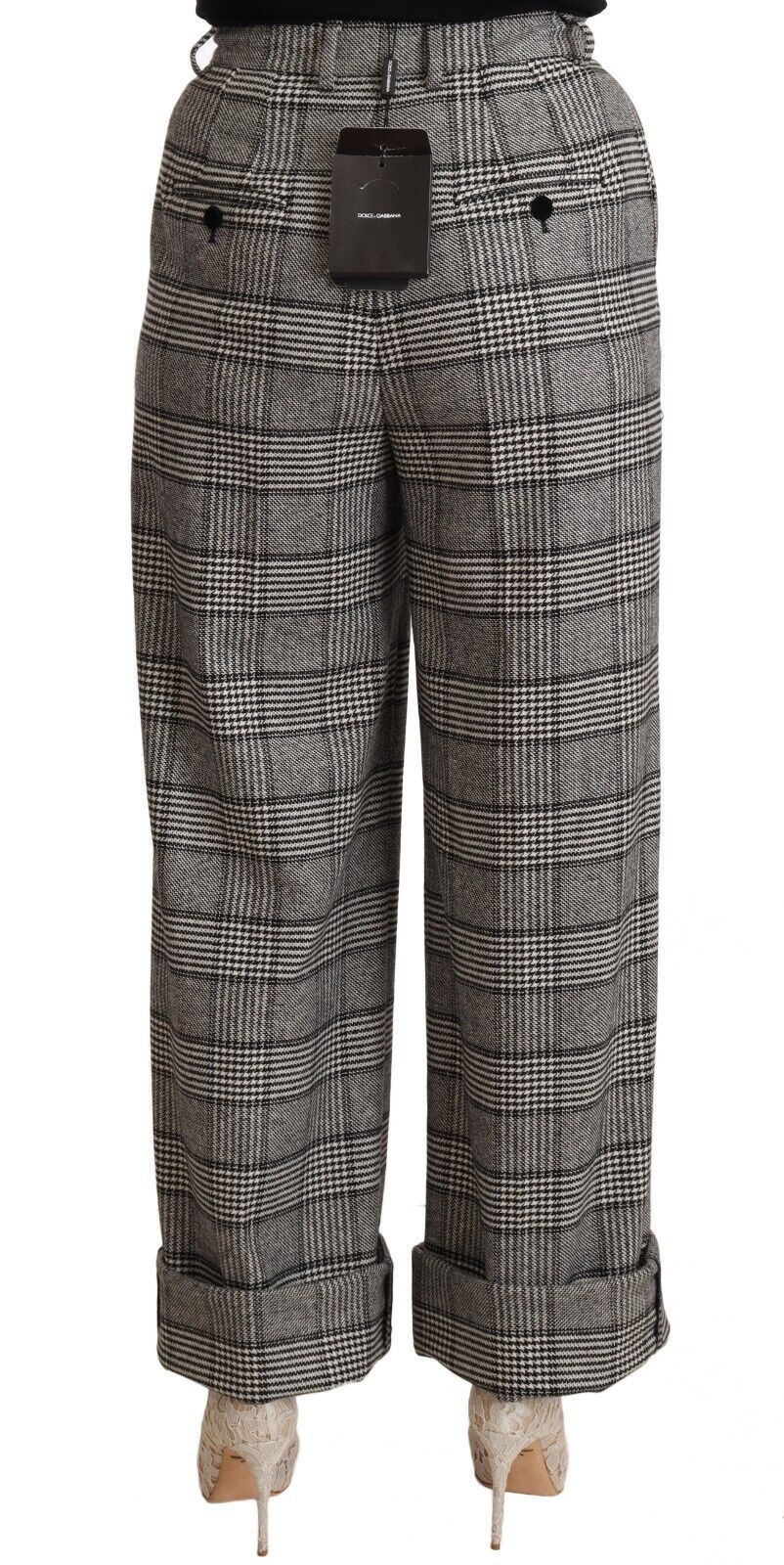 Dolce & Gabbana Gray Tartan Straight Trouser Wool Pants by Dolce & Gabbana