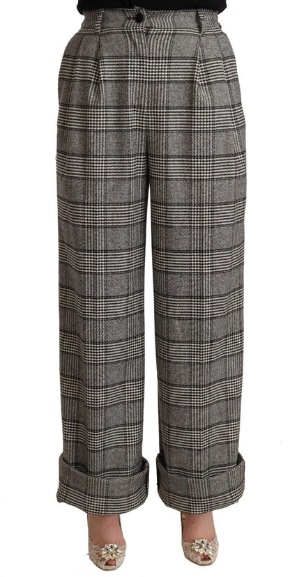 Dolce & Gabbana Gray Tartan Straight Trouser Wool Pants by Dolce & Gabbana