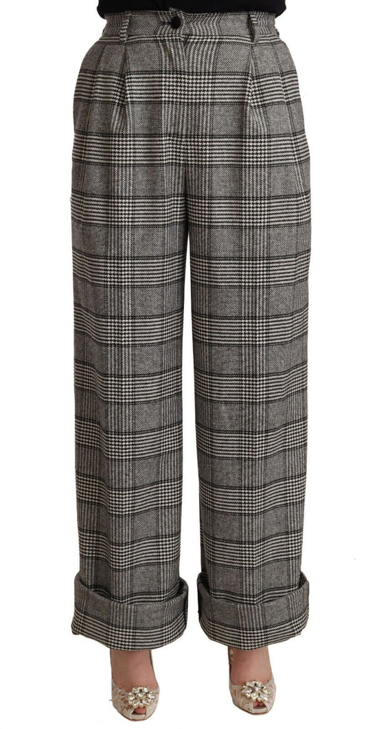 Dolce & Gabbana Gray Tartan Straight Trouser Wool Pants by Dolce & Gabbana