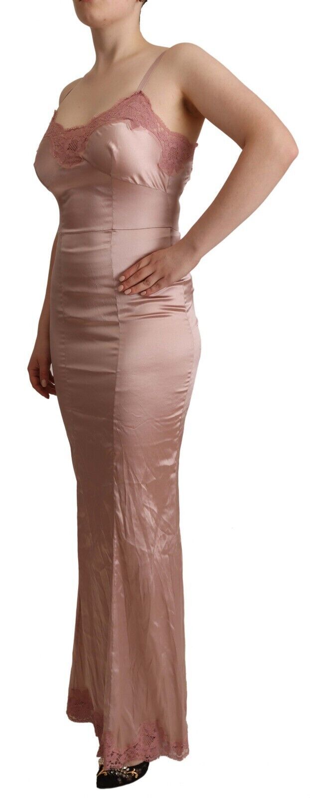 Dolce & Gabbana Pink Lace Long Bodycon Maxi Polyester Dress by Dolce & Gabbana