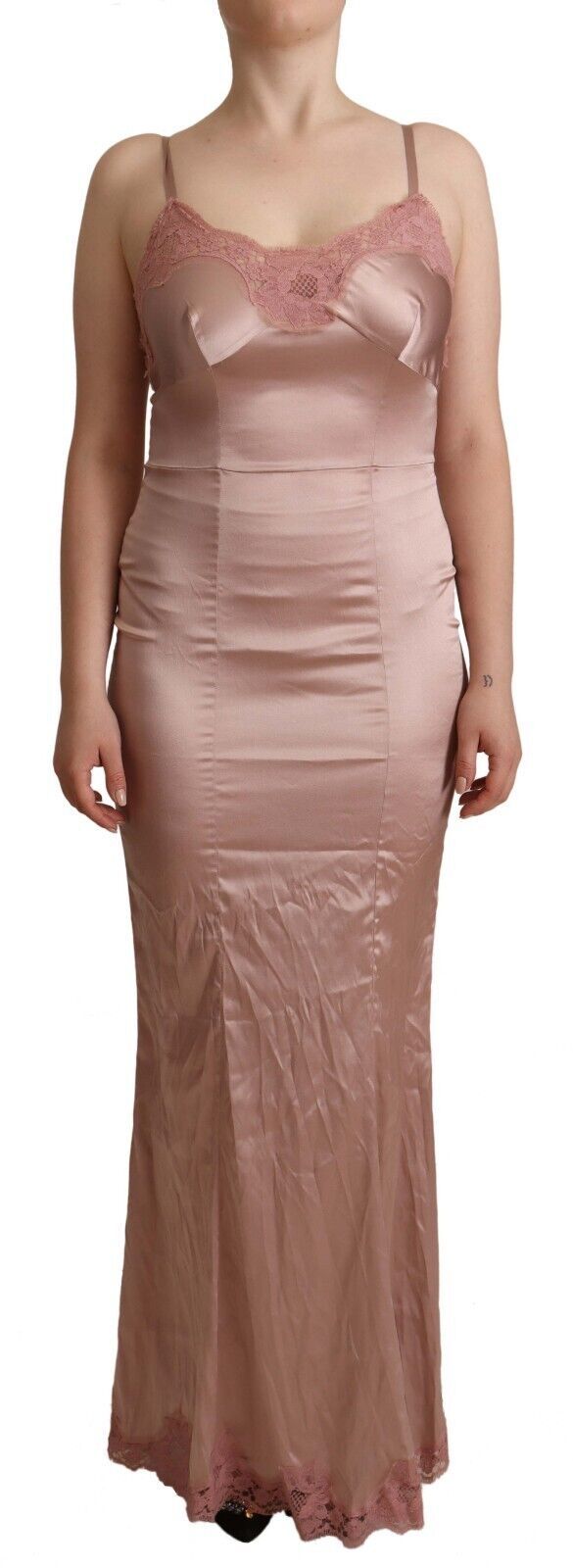 Dolce & Gabbana Pink Lace Long Bodycon Maxi Polyester Dress by Dolce & Gabbana