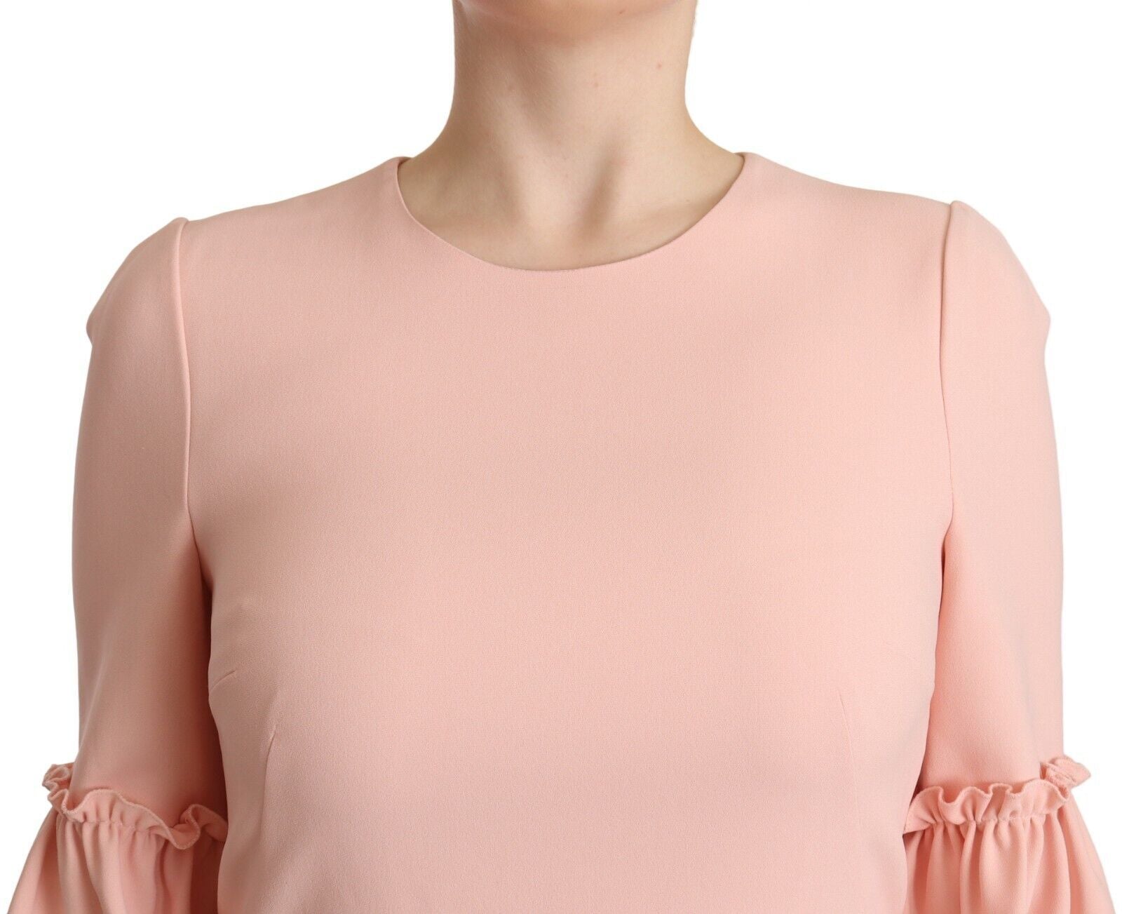 Dolce & Gabbana Pink Ruffled Sleeves Viscose Sheath Dress by Dolce & Gabbana