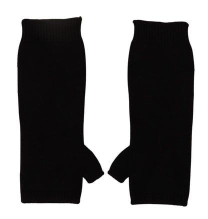 Gants sans doigts élégants en cachemire noir Dolce &amp; Gabbana