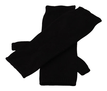 Gants sans doigts élégants en cachemire noir Dolce &amp; Gabbana