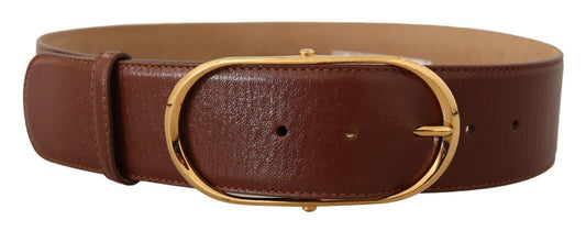 Ceinture élégante en cuir marron Dolce &amp; Gabbana avec boucle dorée